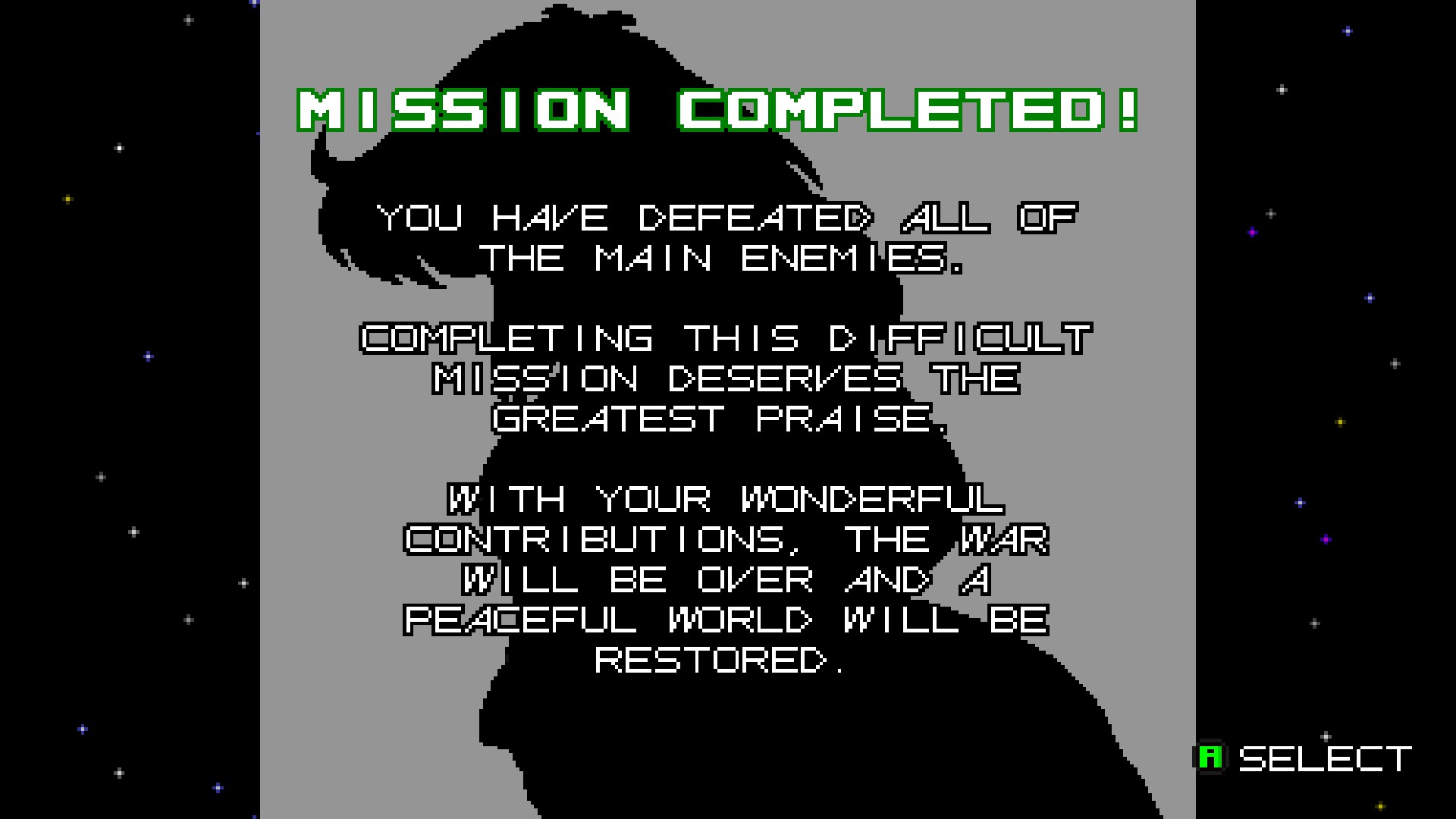 Mission complete screen
